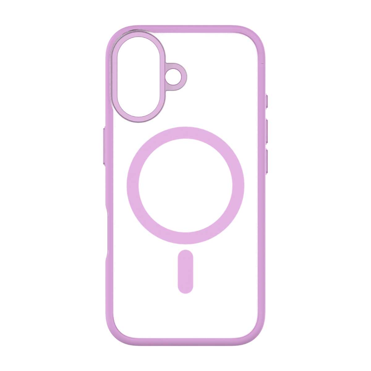 Hybrid Soft  + Snap - Apple iPhone 16 Case MagSafe Compatible - Clear Pink, Rear View Frosted  Back Without Phone