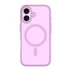 Hybrid Soft  + Snap - Apple iPhone 16 Case MagSafe Compatible - Clear Pink, Rear View Frosted  Back with Phone