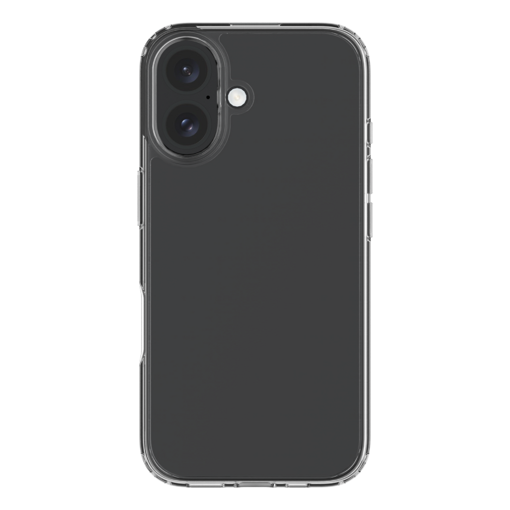 Hybrid - Apple iPhone 16 Case - Clear, Rear View with Phone
