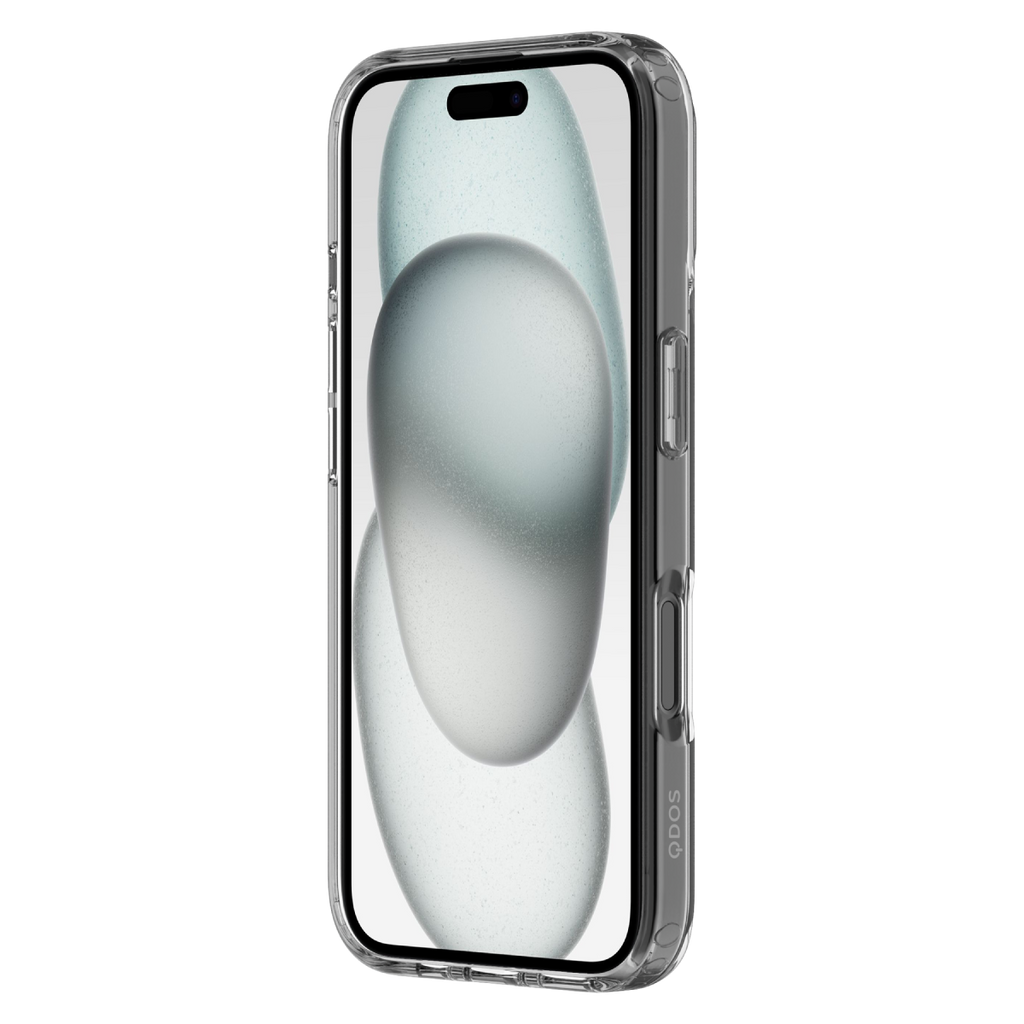 Hybrid - Apple iPhone 16 Case - Clear, Angled Front View with Screen Display