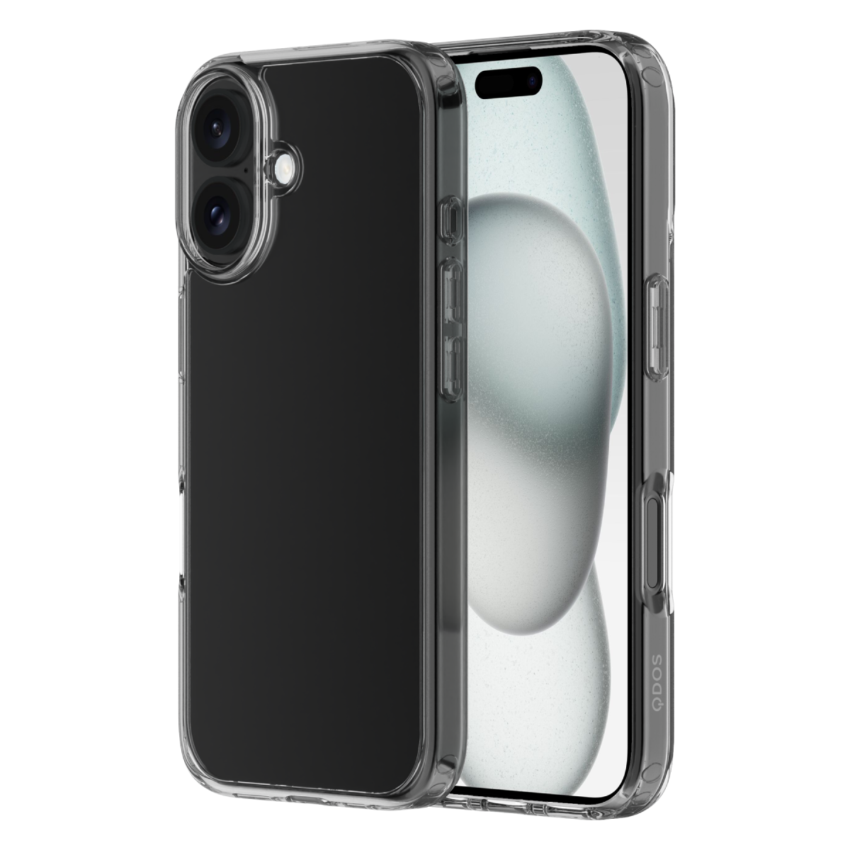 Hybrid - Apple iPhone 16 Case - Clear, Side and Back View with Screen Display