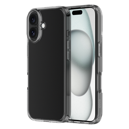 Hybrid - Apple iPhone 16 Case - Clear, Side and Back View with Screen Display