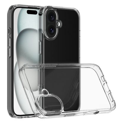 Hybrid - Apple iPhone 16 Case - Clear, Side and Back View with Screen Display