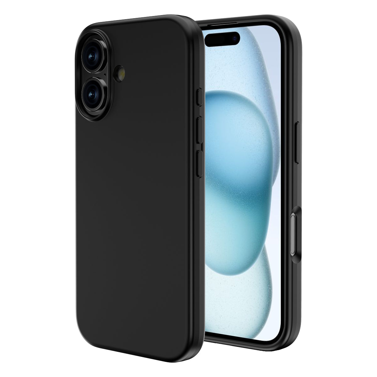 Touch Pure + Snap - Apple iPhone 16 Case MagSafe Compatible - Black, Side and Back View with Screen Display