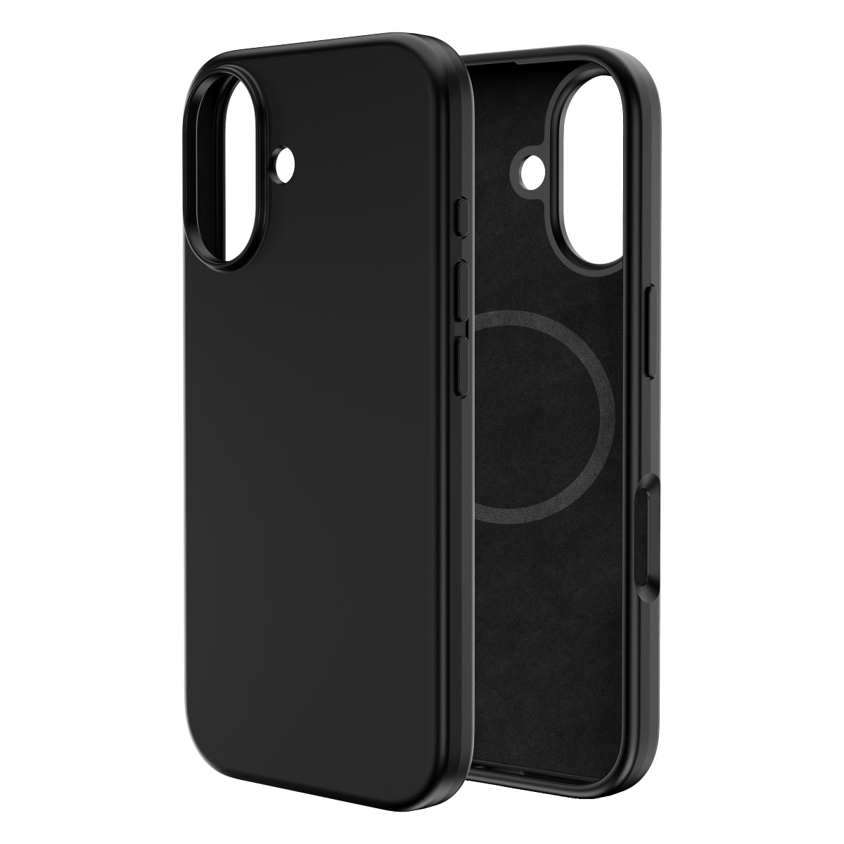 Touch Pure + Snap - Apple iPhone 16 Case MagSafe Compatible - Black, Side and Back View Without Phone