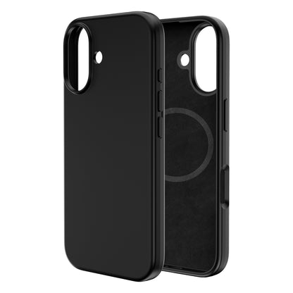 Touch Pure + Snap - Apple iPhone 16 Case MagSafe Compatible - Black, Side and Back View Without Phone
