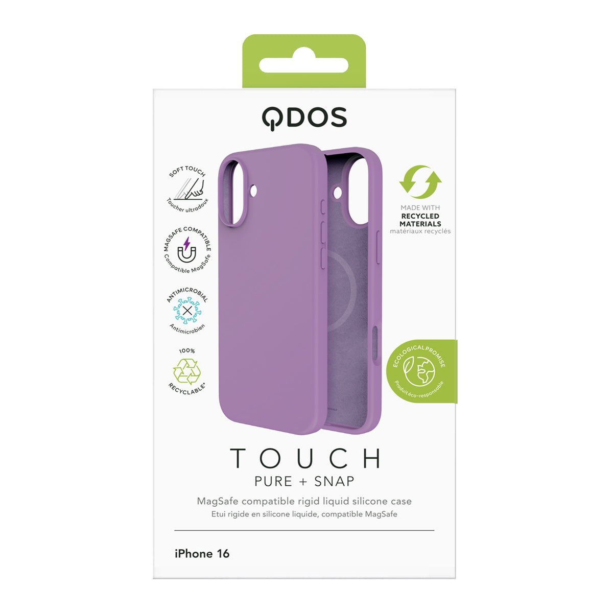 Touch Pure + Snap - Apple iPhone 16 Case MagSafe Compatible - Pink, showcasing product packaging in white