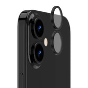 OptiRings - Apple iPhone 16, iPhone 16 Plus Camera Lens Protector - Black, Right Angled Close Up View of Camera Lens Protector apply to the Phone