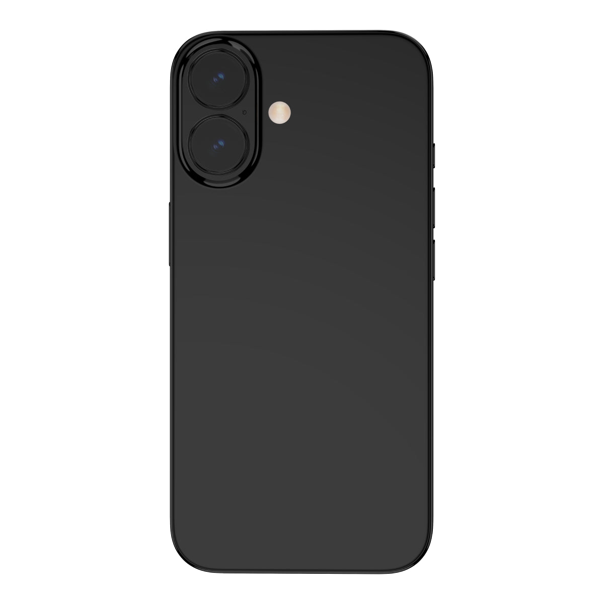 OptiRings - Apple iPhone 16, iPhone 16 Plus Camera Lens Protector - Black, Front View of Camera Lens Protector applied to the Phone