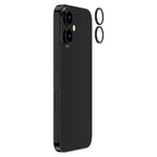 OptiRings - Apple iPhone 16, iPhone 16 Plus Camera Lens Protector - Black, Right Angled Zoom Out View of Camera Lens Protector applied to the Phone