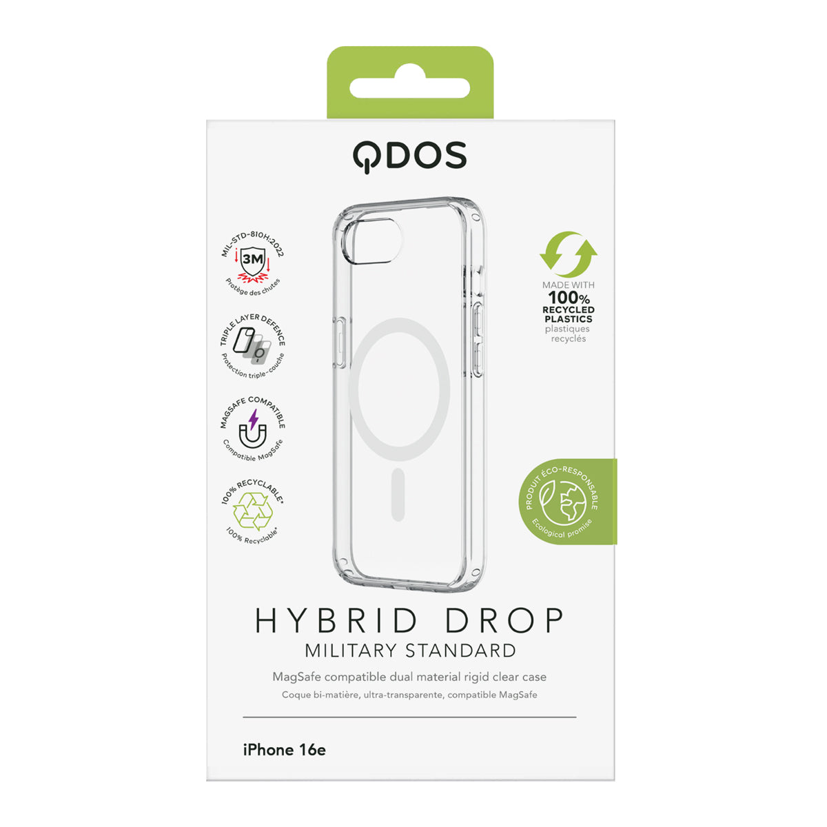 Hybrid Drop | MIL STD - iPhone 16e Case MagSafe Compatible - Clear