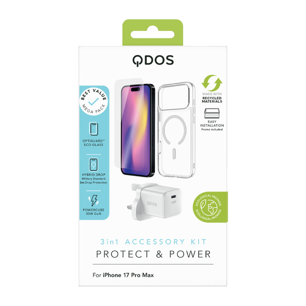 PROTECT & POWER PACK (UK Plug) | iPhone 18 Pro Max / 17 Pro Max - 3-in-1 Accessory Kit
