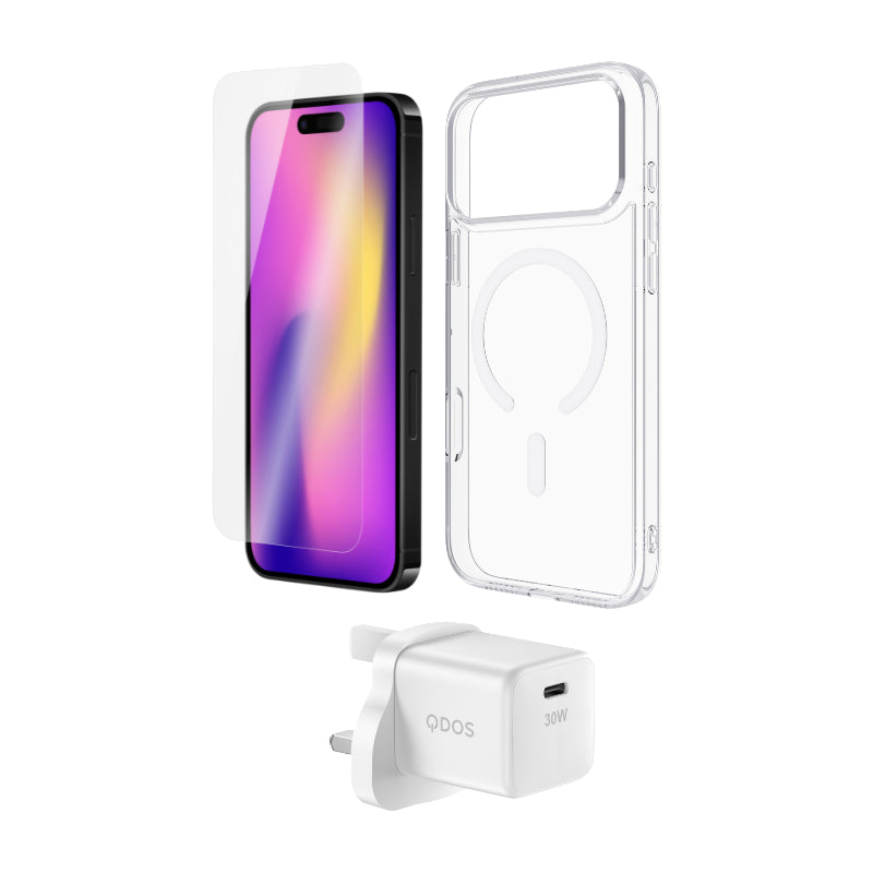 PROTECT & POWER PACK (UK Plug) | iPhone 18 Pro Max / 17 Pro Max - 3-in-1 Accessory Kit