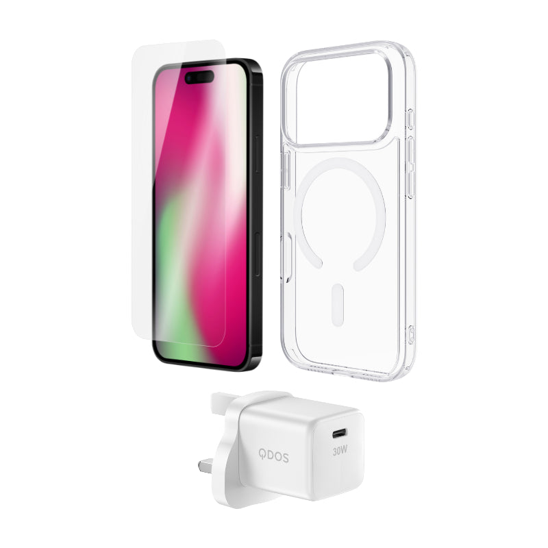 PROTECT & POWER PACK (UK Plug) | iPhone 18 Pro / 17 Pro - 3-in-1 Accessory Kit
