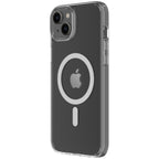 Hybrid Force + Snap - Apple iPhone 14 Plus Case MagSafe Compatible - Clear, Angled Rear View Transparent Back with Phone