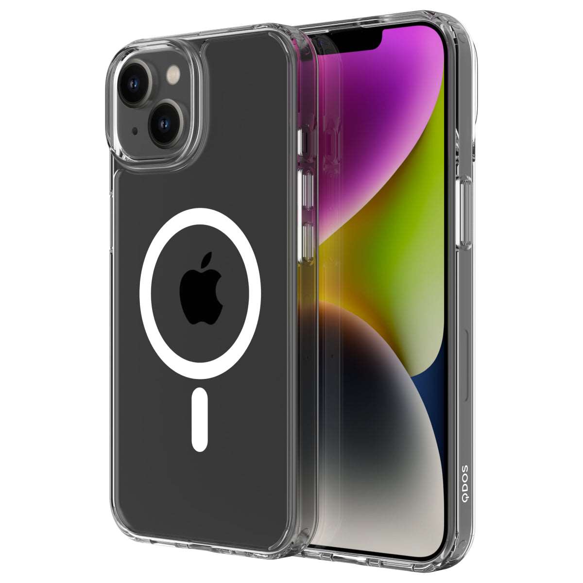 Hybrid Force + Snap - Apple iPhone 14 Plus Case MagSafe Compatible - Clear, Side and Back View with Screen Display