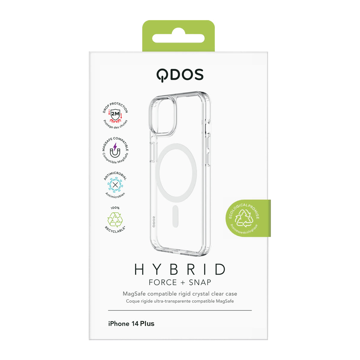 Hybrid Force + Snap - Apple iPhone 14 Plus Case MagSafe Compatible - Clear, showcasing product packaging in white