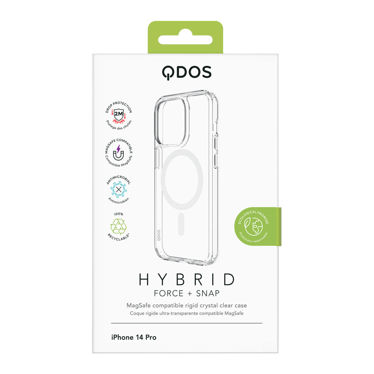 Hybrid Force + Snap - Apple iPhone 14 Pro Case MagSafe Compatible - Clear, showcasing product packaging in white