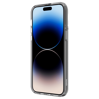 Hybrid Force + Snap - Apple iPhone 14 Pro Max Case MagSafe Compatible - Clear, Angled Front View with Phone and Screen Display On