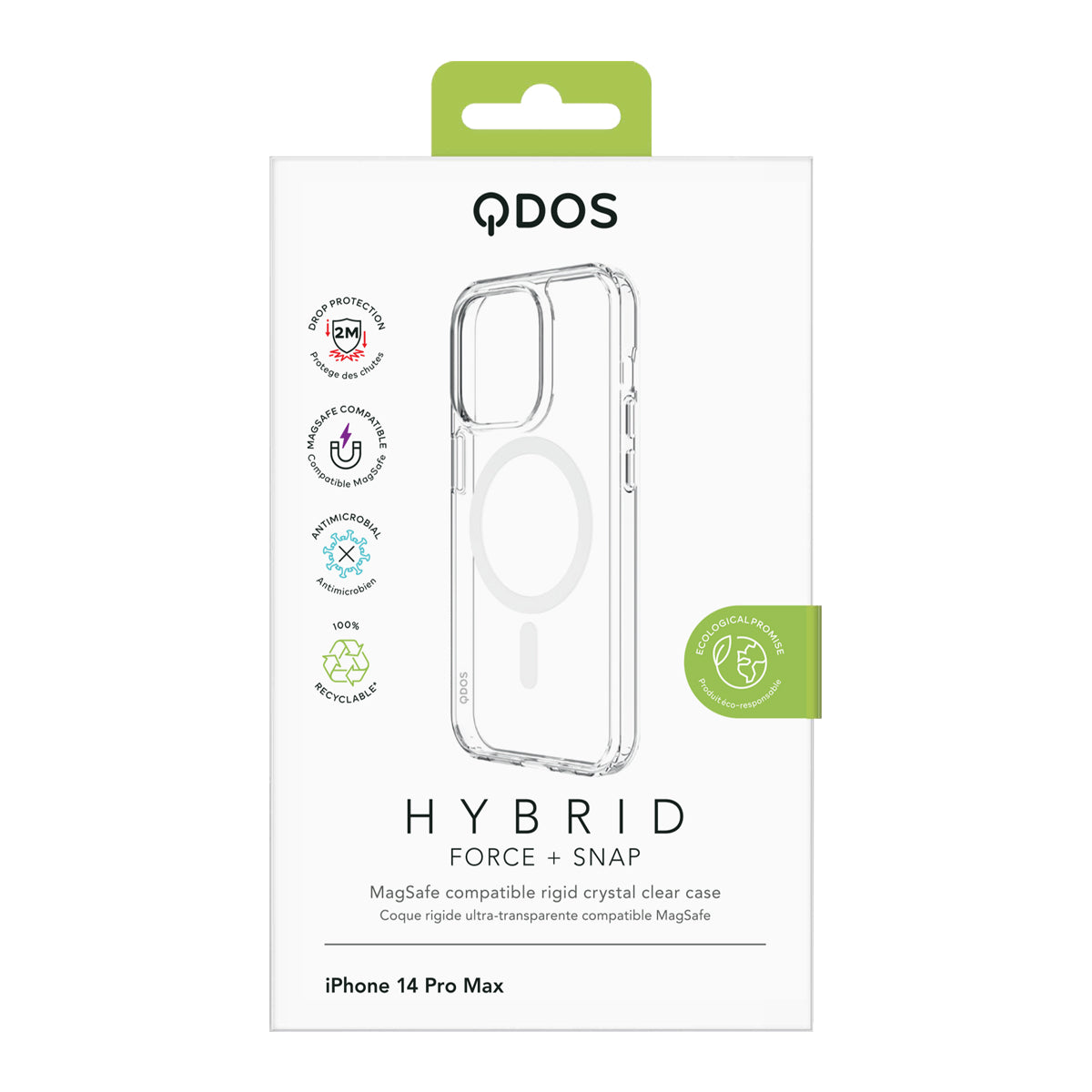 Hybrid Force + Snap - Apple iPhone 14 Pro Max Case MagSafe Compatible - Clear, showcasing product packaging in white
