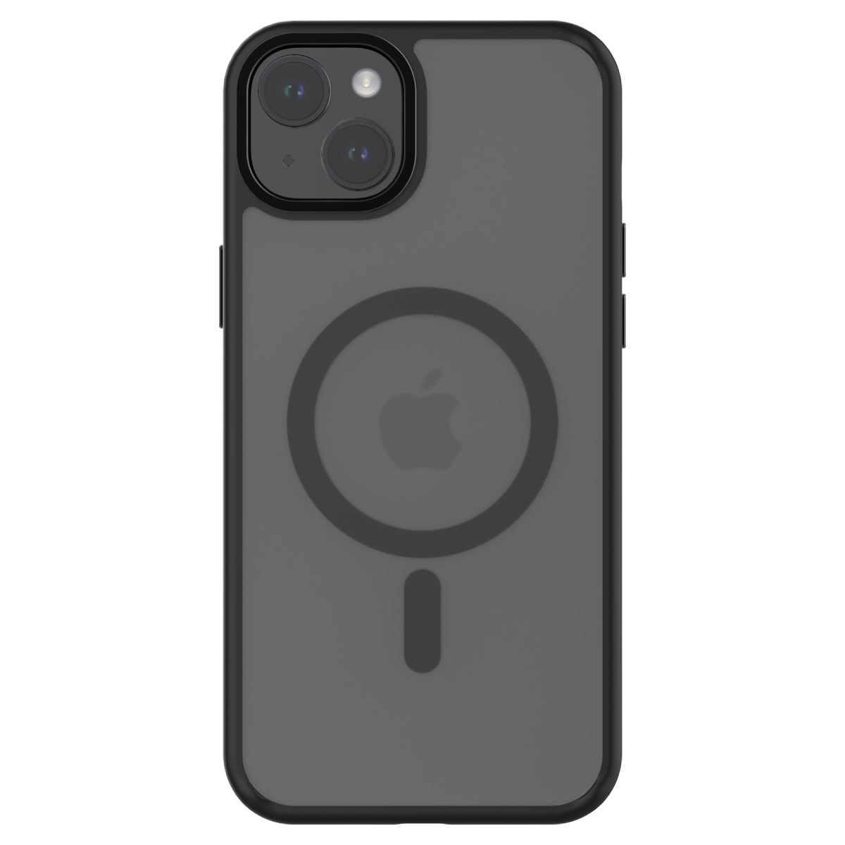 Hybrid Soft + Snap - Apple iPhone 15 Plus Case MagSafe Compatible - Clear Black, Rear View Frosted  Back with Phone