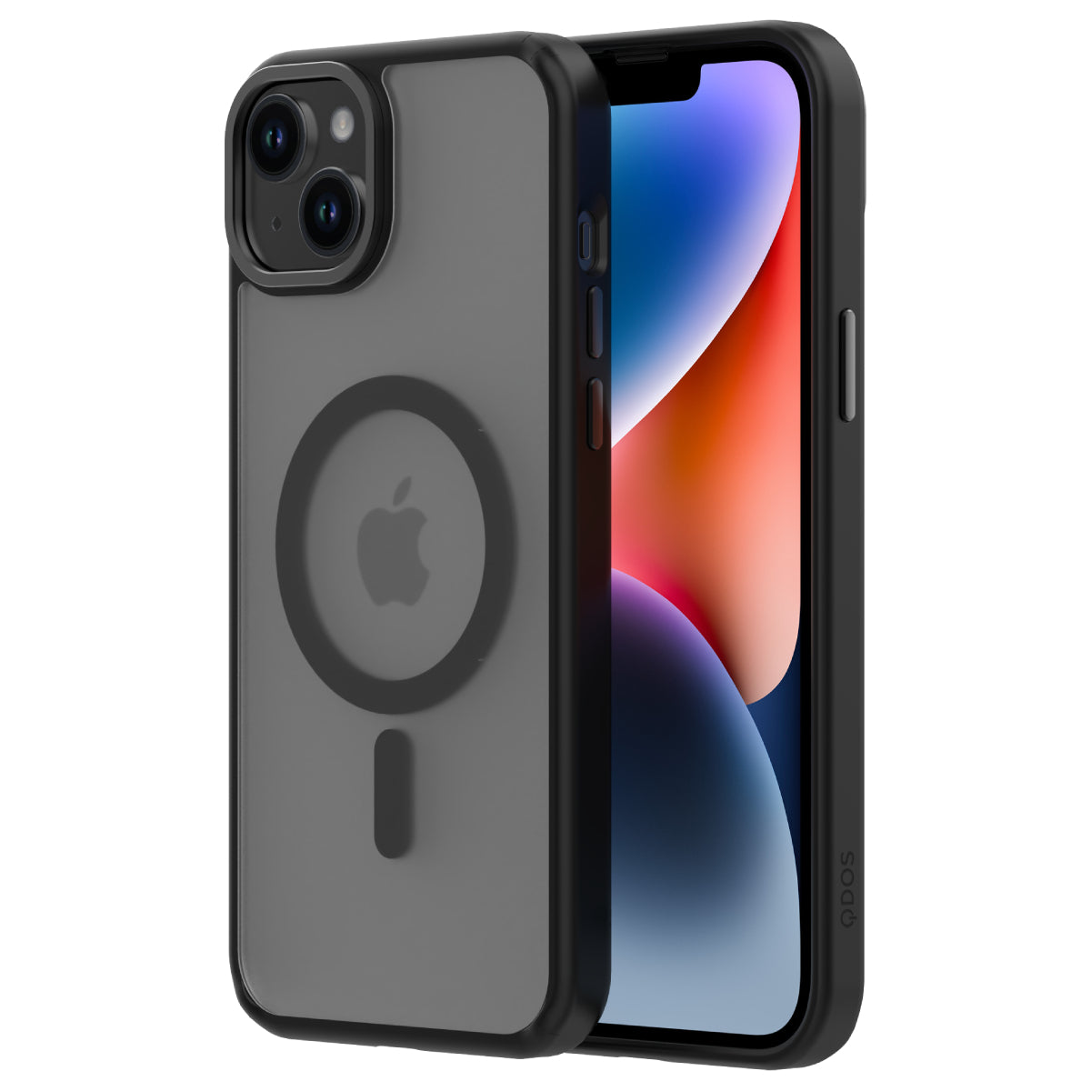 Hybrid Soft + Snap - Apple iPhone 15 Plus Case MagSafe Compatible - Clear Black, Side and Back View with Screen Display