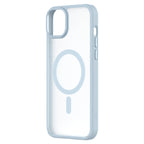 Hybrid Soft + Snap - Apple iPhone 15 Plus Case MagSafe Compatible - Clear Blue, Angled Rear View Frosted  Back Without Phone