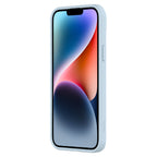 Hybrid Soft + Snap - Apple iPhone 15 Plus Case MagSafe Compatible - Clear Blue, Angled Front View with Phone and Screen Display On