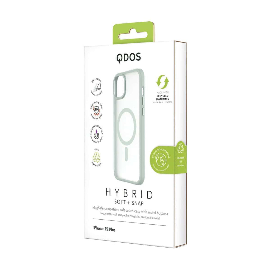 Hybrid Soft + Snap - Apple iPhone 15 Plus Case MagSafe Compatible - Clear Green, showcasing product packaging in white