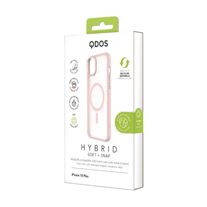 Hybrid Soft + Snap - Apple iPhone 15 Plus Case MagSafe Compatible - Clear Pink, showcasing product packaging in white