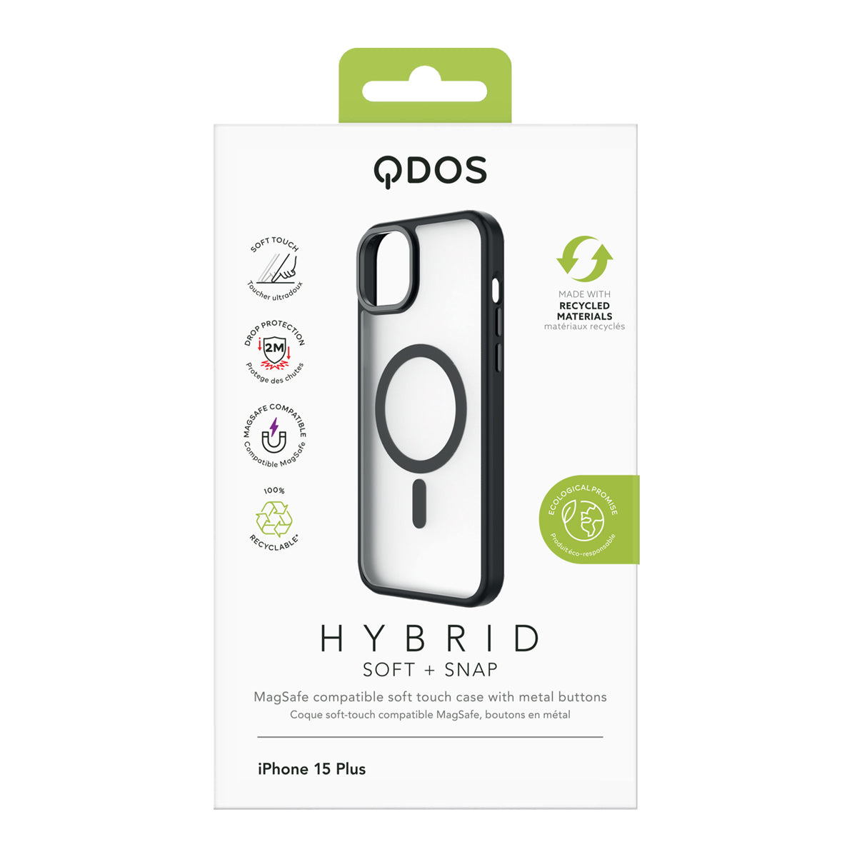 Hybrid Soft + Snap - Apple iPhone 15 Plus Case MagSafe Compatible - Clear Black, showcasing product packaging in white