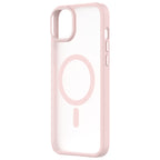 Hybrid Soft + Snap - Apple iPhone 15 Plus Case MagSafe Compatible - Clear Pink, Angled Rear View Frosted  Back Without Phone