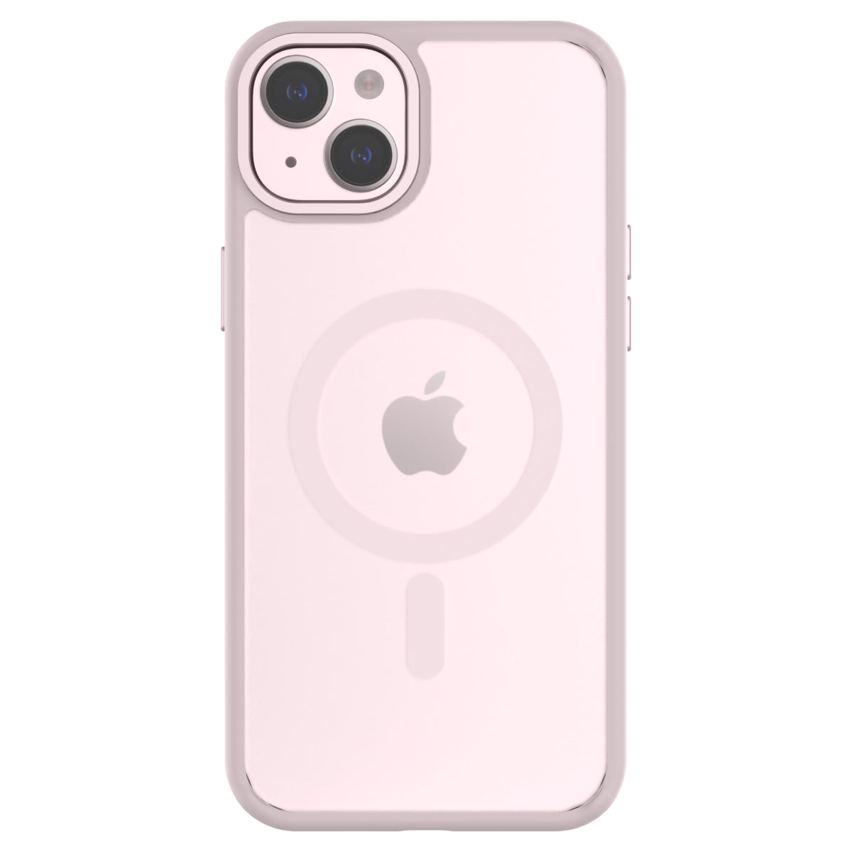 Hybrid Soft + Snap - Apple iPhone 15 Plus Case MagSafe Compatible - Clear Pink, Rear View Frosted  Back with Phone