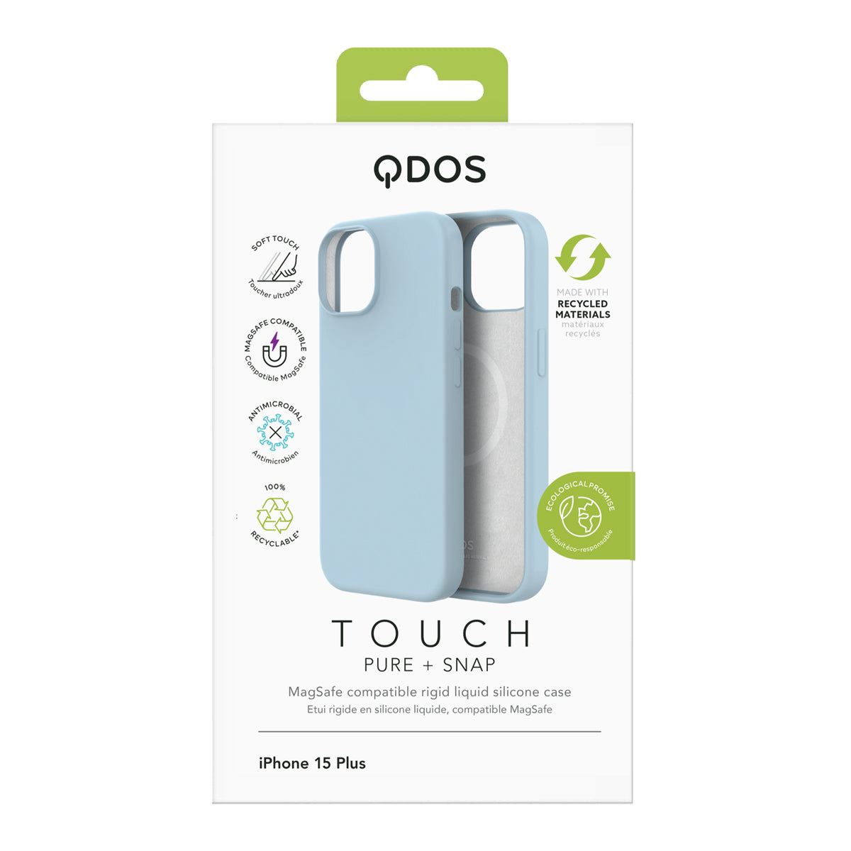 Touch Pure + Snap - Apple iPhone 15 Plus Case MagSafe Compatible - Blue, showcasing product packaging in white