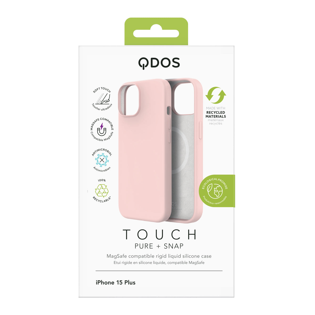 Touch Pure + Snap - Apple iPhone 15 Plus Case MagSafe Compatible - Pink, showcasing product packaging in white