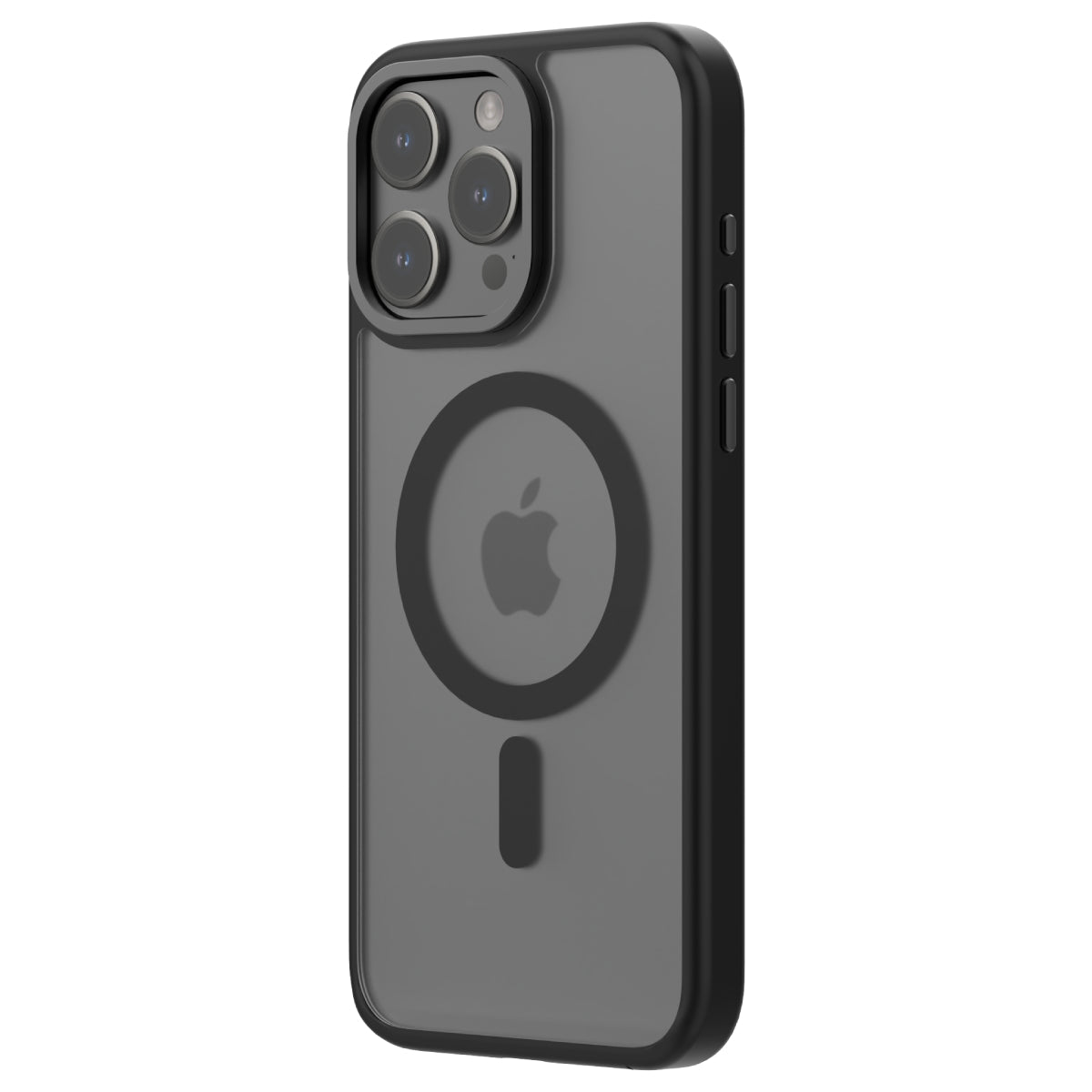 Hybrid Soft + Snap - Apple iPhone 15 Pro Max Case MagSafe Compatible - ClearBlack Titanium, Angled Rear View Frosted  Back with Phone