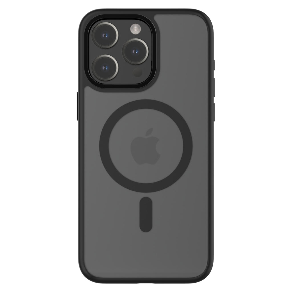 Hybrid Soft + Snap - Apple iPhone 15 Pro Max Case MagSafe Compatible - ClearBlack Titanium, Rear View Frosted  Back with Phone