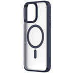 Hybrid Soft + Snap - Apple iPhone 15 Pro Max Case MagSafe Compatible - Clear Blue Titanium, Angled Rear View Frosted  Back Without Phone