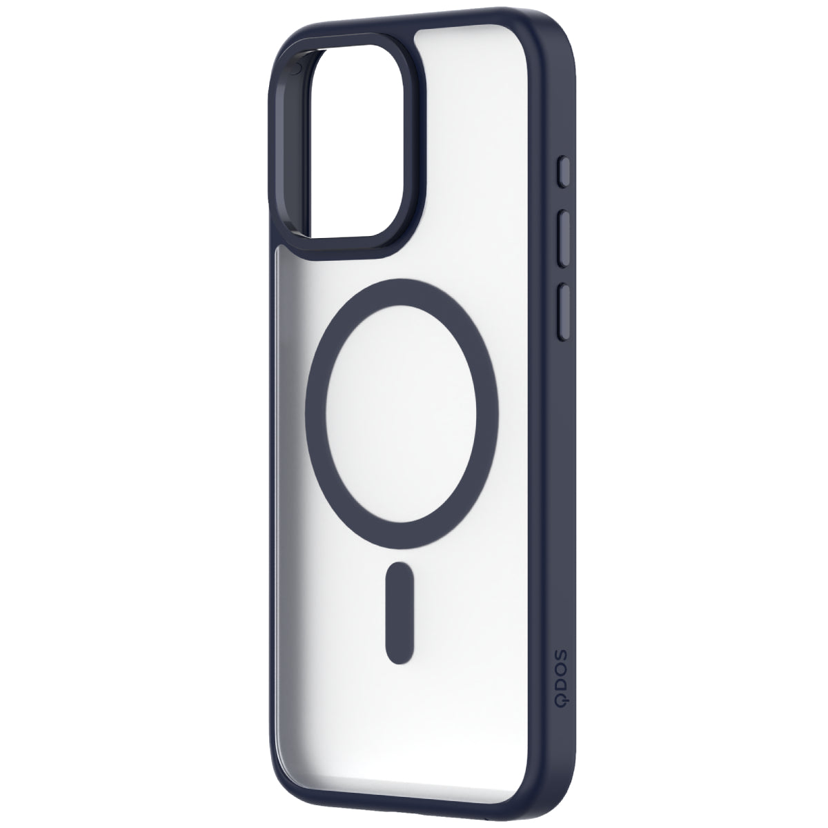 Hybrid Soft + Snap - Apple iPhone 15 Pro Max Case MagSafe Compatible - Clear Blue Titanium, Angled Rear View Frosted  Back Without Phone