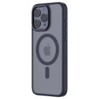 Hybrid Soft + Snap - Apple iPhone 15 Pro Max Case MagSafe Compatible - Clear Blue Titanium, Angled Rear View Frosted  Back with Phone