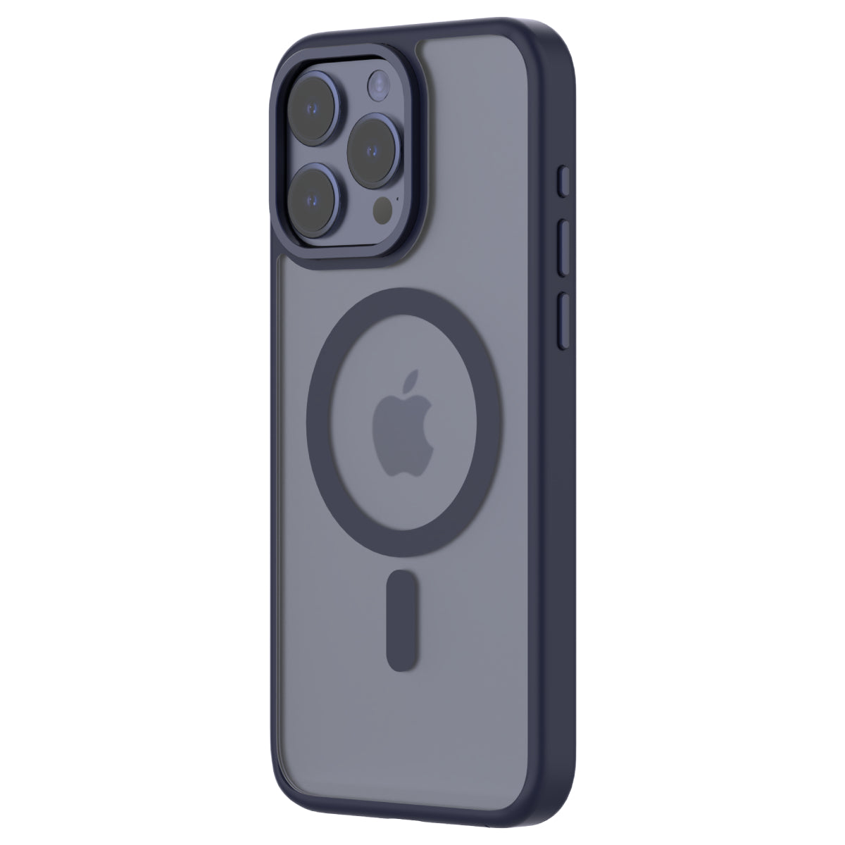 Hybrid Soft + Snap - Apple iPhone 15 Pro Max Case MagSafe Compatible - Clear Blue Titanium, Angled Rear View Frosted  Back with Phone