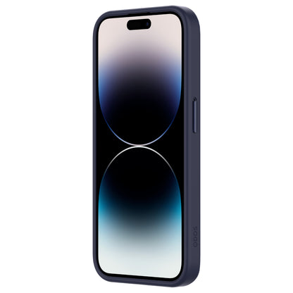 Hybrid Soft + Snap - Apple iPhone 15 Pro Max Case MagSafe Compatible - Clear Blue Titanium, Angled Front View with Phone and Screen Display On