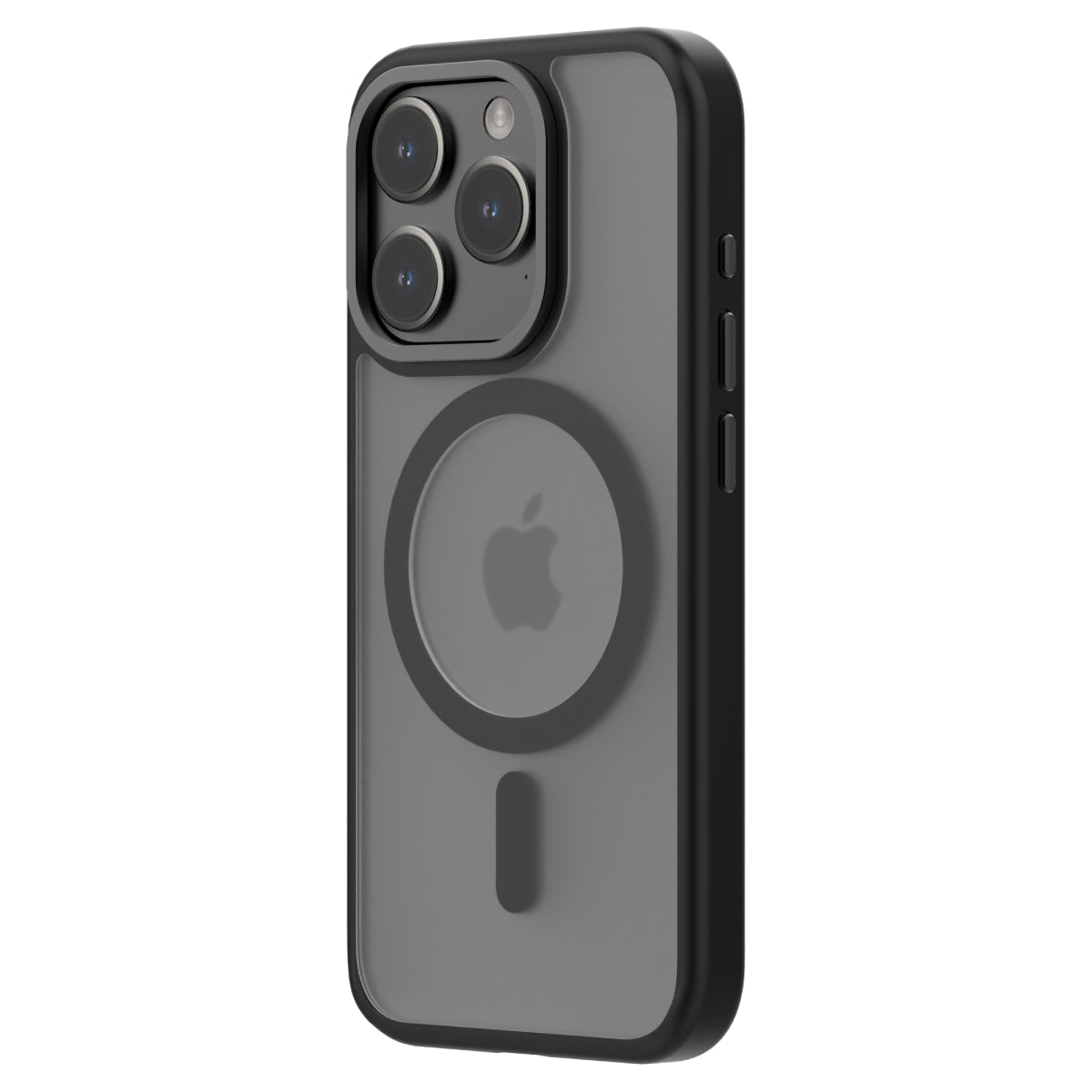 Hybrid Soft + Snap - Apple iPhone 15 Pro Case MagSafe Compatible - Clear Black Titanium, Angled Rear View Frosted  Back with Phone