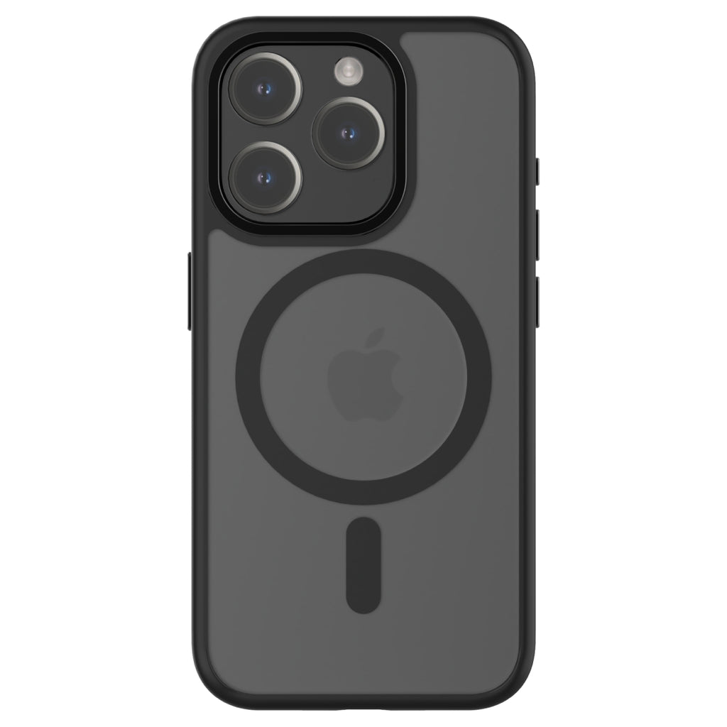 Hybrid Soft + Snap - Apple iPhone 15 Pro Case MagSafe Compatible - Clear Black Titanium, Rear View Frosted  Back with Phone