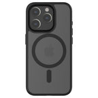Hybrid Soft + Snap - Apple iPhone 15 Pro Case MagSafe Compatible - Clear Black Titanium, Rear View Frosted  Back with Phone
