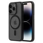 Hybrid Soft + Snap - Apple iPhone 15 Pro Case MagSafe Compatible - Clear Black Titanium, Side and Back View with Screen Display
