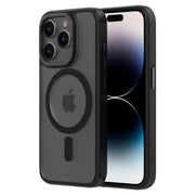 Hybrid Soft + Snap - Apple iPhone 15 Pro Case MagSafe Compatible - Clear Black Titanium, Side and Back View with Screen Display