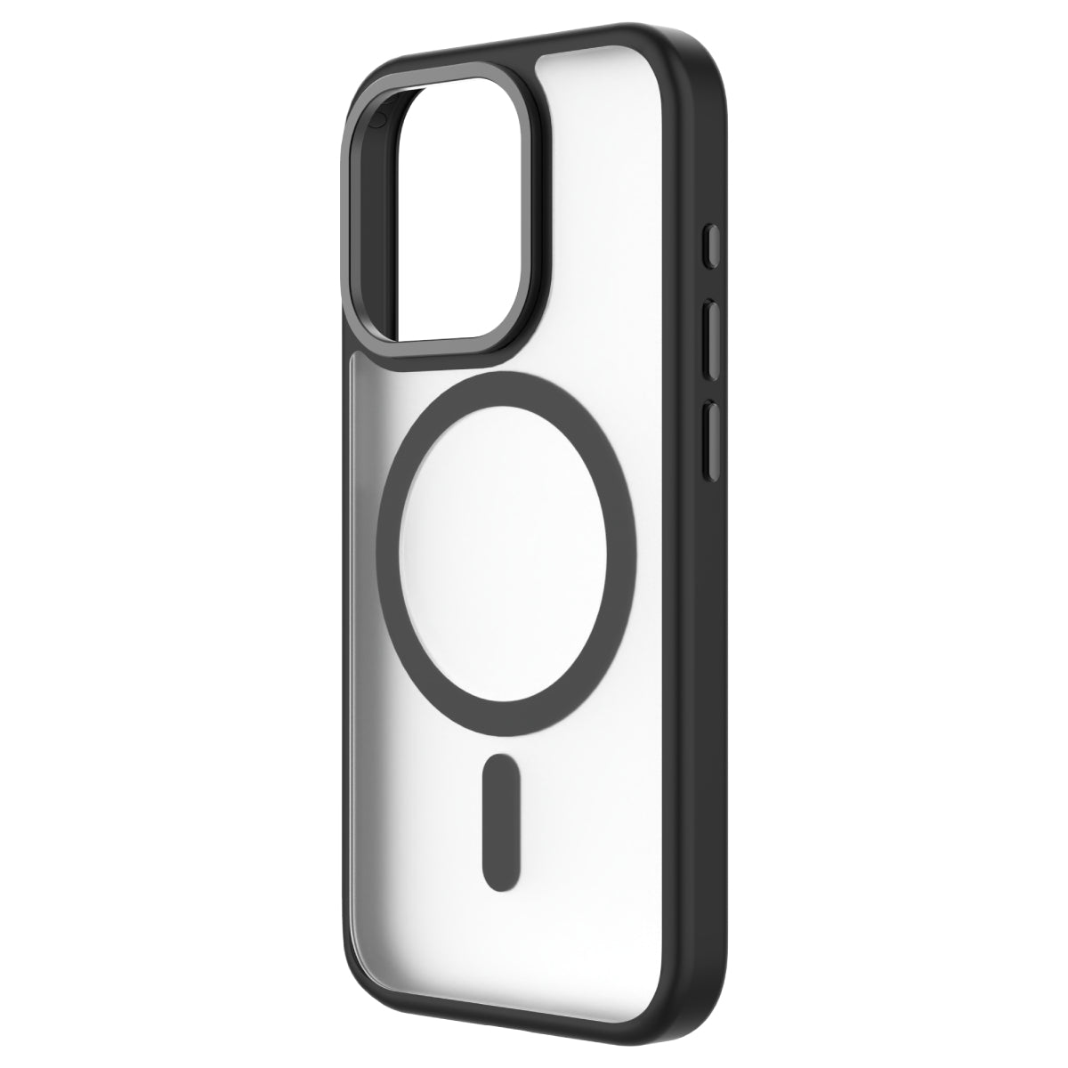 Hybrid Soft + Snap - Apple iPhone 15 Pro Case MagSafe Compatible - Clear Black Titanium, Angled Rear View Frosted  Back Without Phone