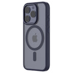 Hybrid Soft + Snap - Apple iPhone 15 Pro Case MagSafe Compatible - Clear Blue Titanium, Angled Rear View Frosted  Back with Phone