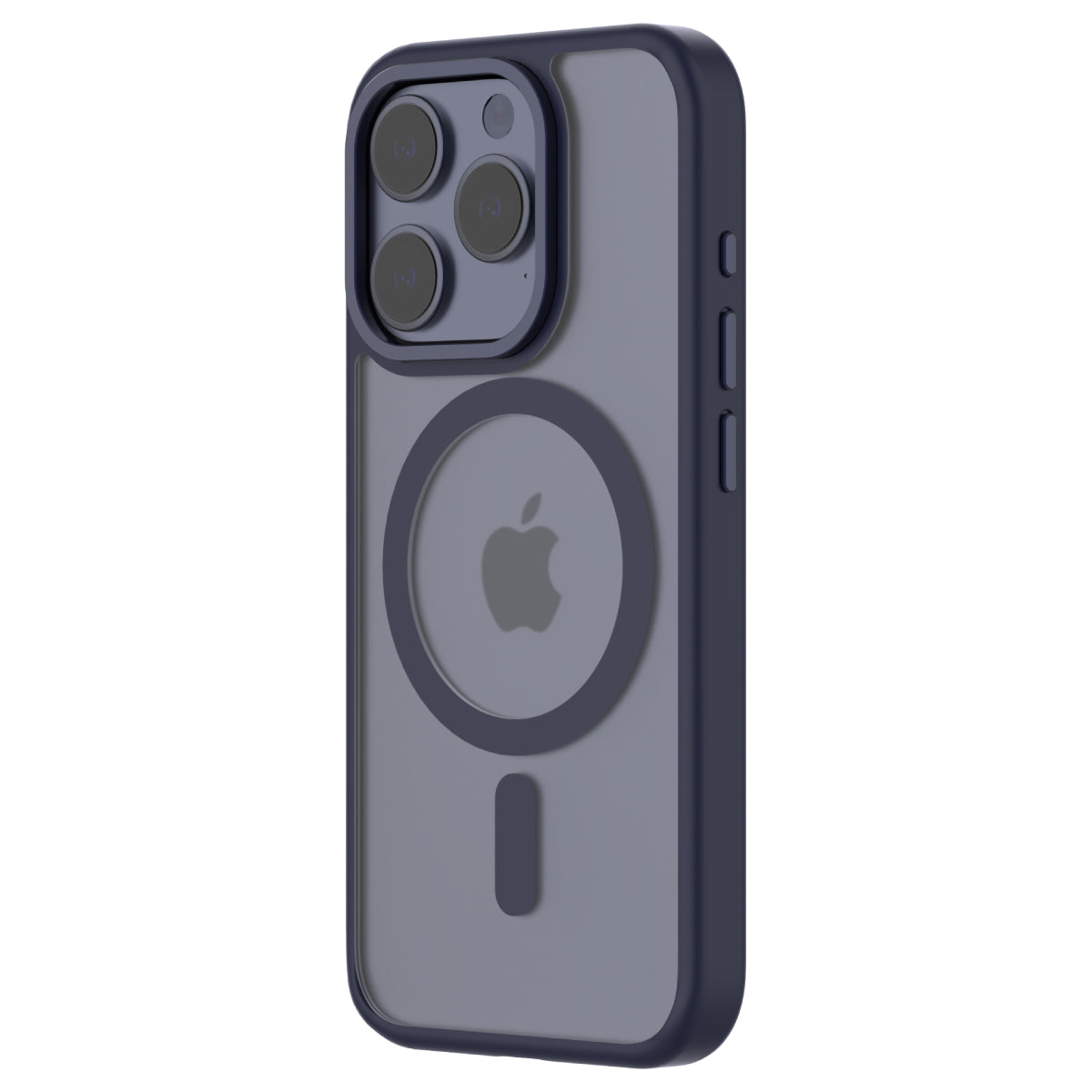 Hybrid Soft + Snap - Apple iPhone 15 Pro Case MagSafe Compatible - Clear Blue Titanium, Angled Rear View Frosted  Back with Phone